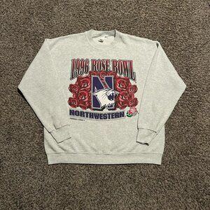 Vintage 90s Northwestern Wildcats Rosebowl Grey Crewneck Sweatshirt